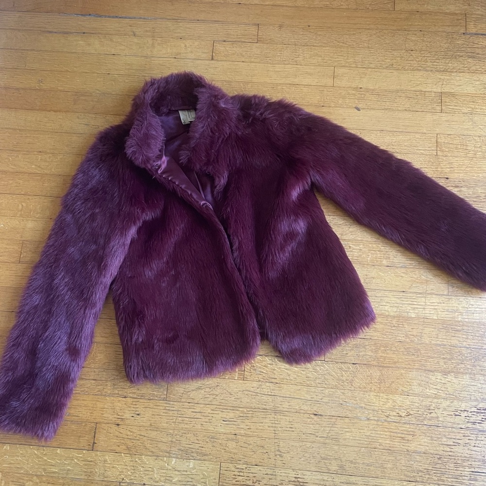 Maroon Faux Fur Coat